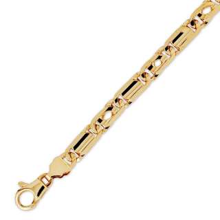 14K Yellow Gold Tiger Eye Fancy Chain Bracelet 6.5mm 8  