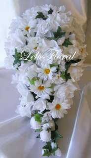 21pcs Bridal Bouquet Wedding Flower Bride Groom Boutonniere Package 
