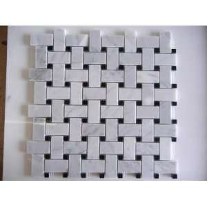  Carrara white basket weave mosaic 1x2 Polished
