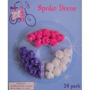   Bicycle Decor SPOKE BEADS   Total 24 Pink, Purple & White Bike Spoke