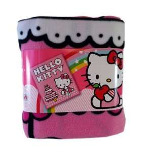 Hello Kitty Birthday Cake Style Fleece Blanket, Size Approximately 60 