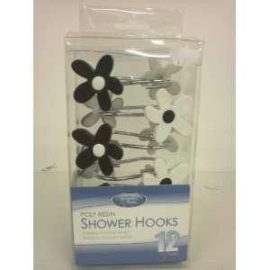  Shower Curtain Hooks  Black and White