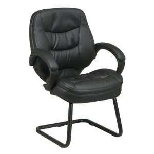  Deluxe Eco Leather Visitors Chair Black: Office Products