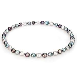   Black, Blue, and Grey Freshwater Cultured Pearl Necklace AA Quality