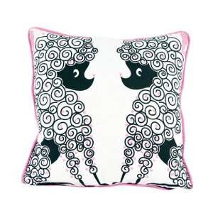   French Poodles, 18 inch x 18 inch, Black/White/Pink