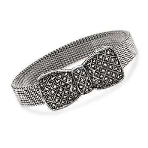  Marcasite Sterling Silver Mesh Bow Bracelet Jewelry