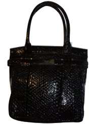 Womens Calvin Klein Purse Handbag Tote Python Black