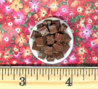 Dollhouse Miniatures Chocolate Fudge Brownies on White Glass Plate 