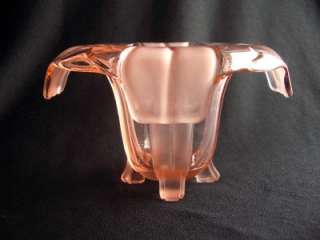Art Deco Sowerby Pink Glass Footed Vase Frosted Panels  