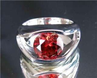 HIGH CLASS SOLITAIRE SILVER RING  RED ORANGE DIAMOND   
