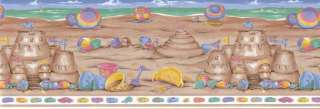 CHILDREN SAND CASTLE,BEACH Wallpaper Border LA73582B  