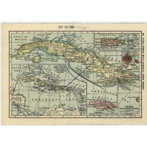  1916 map Central America & Cuba