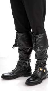 Mens Renaissance Pirate Costume Black Boot Tops Covers  