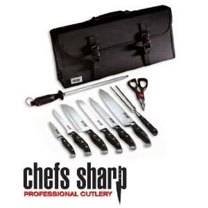  CHEFS SHARP 10 Piece Knife Set with Case (Wood Handle 