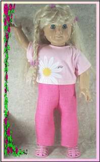 Doll Clothes Pants Pink Linnen T Shirt Joy fit American Girl 18 inch 