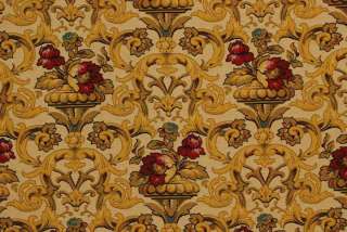   Cream Gold Red Blue Vintage Damask Tapestry Upholstery Fabric  