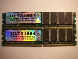 2GB Ultra Liberty 2x 1GB DDR 400mhz PC3200 NON ECC Desktop Memory part 