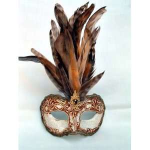 Si Lucia Masquerade Columbina Crackle Gold Stucco/Tan Tiger Feathers 