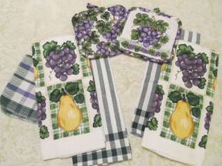   Piece Grape Pear Kitchen Towel Potholder & Dishcloth Gift Set  