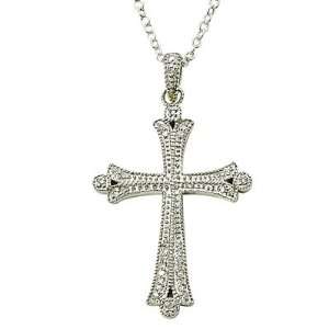  Diamond Cut Cross Necklace in a Budded Ends Design Cross Necklaces 