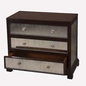 Drawer MIRRORED NIGHTSTAND Accent Table CHEST Dresser  