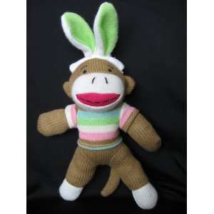    DanDee 9 Plush Sock Monkey Boy with Bunny Ears: Toys & Games