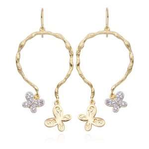   Gold Plated Sterling Silver Diamond Accent Butterfly Earrings Jewelry
