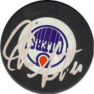  Glen Sather Autographed Hockey Puck (Edmonton Oilers 