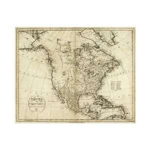 John Reid   Map Of North America, 1796 Giclee
