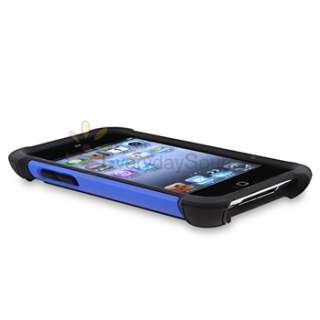 Black / Blue Hybrid Armor Hard Rubber Cover Case For iPod Touch 4th 
