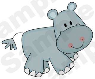 HIPPO JUNGLE MURAL NURSERY BABY WALL STICKERS DECALS  