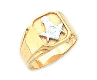   Solid Back Sterling Silver Gold Masonic Freemason Mason Ring  