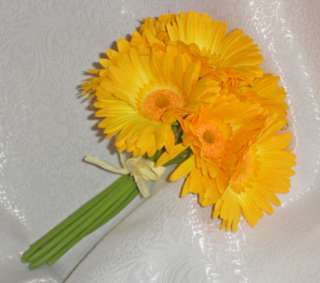 Sunbeam Yellow Gerbera Gerber Daisy Daisies Bridal Bouquet Silk 