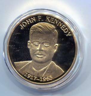  Uncirculated John F. Kennedy 24K Gold Silver Commemorative Coin 