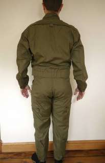 Vintage Army Navy USAF Air Force Green Nylon FLIGHT JUMP SUIT Small 