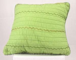 Quilted Throw Pillow, Green Vineyard Dream   14x14  