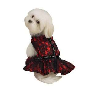  Dog Dress   Red with Black Lace Flamenco Dog Dress   Large 
