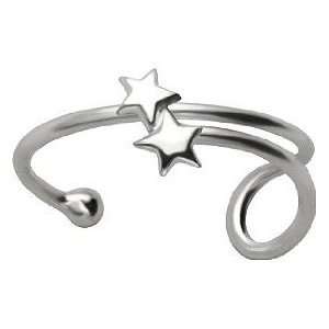   Ear   .925 Sterling Silver Double Star Cartilage Cuff Earring Jewelry