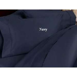   Cotton 1200 Thread Count Bed Sheet Set Solid Sateen Navy Blue   King