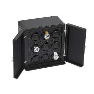   del Tempo Rotori 9RT Programmable 9 Watch Winder In Black Leather