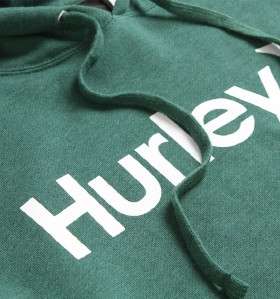 Hurley One & Only Mens Green Pullover Hoodie Fleece Sweatshirt Jacket 