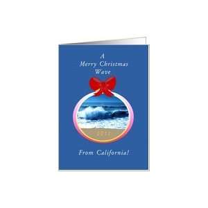  2011, Christmas, Breaking Wave, California Coast in Oval Frame 