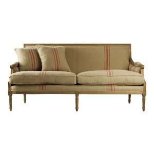  Louis XVI French Country Linen Sofa with Red Stripe