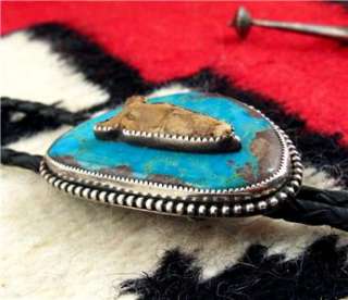 Vintage 1970s Turquoise & Arrowhead Sterling Slver Bolo Tie  