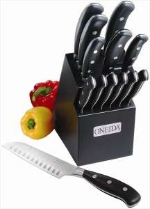 Oneida 14 Pc Triple Rivet Cutlery Set w Knife Block New  