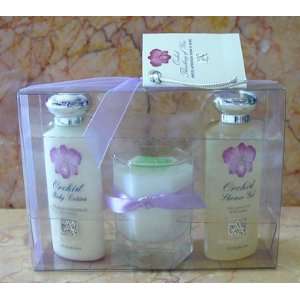 Aromatique Orchid Thinking Of You Lotion,Candle & Shower Gel Bath Gift 
