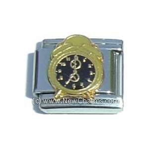  Gold Alarm Clock Italian Charm Bracelet Jewelry Link 