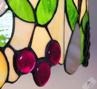 VTG Tiffany Style Leaded Stained Glass Lamp Shade Slumped Fruits 