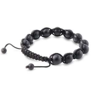 Real 10mm Plain Black Matte Onyx Beads Men Unisex Adjustable Bracelet