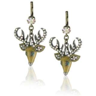 Betsey Johnson Dark Forest Crystal Reindeer Drop Earrings   designer 